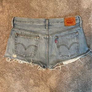 Levi's Women's Light Blue Distressed Jean Shorts